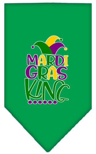 A colorful pet bandana featuring a vibrant Mardi Gras design, perfect for dogs celebrating festive occasions.