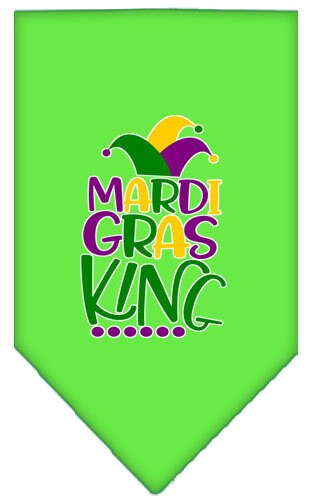 A colorful pet bandana featuring a vibrant Mardi Gras design, perfect for dogs celebrating festive occasions.
