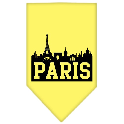 A stylish pet bandana featuring a vibrant Paris Skyline design, perfect for dogs of all sizes.
