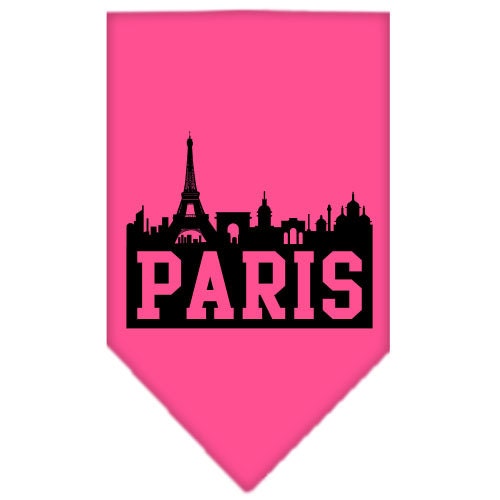 A stylish pet bandana featuring a vibrant Paris Skyline design, perfect for dogs of all sizes.