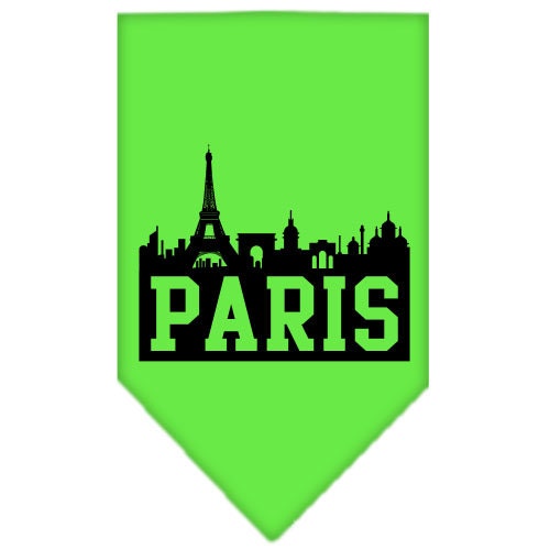 A stylish pet bandana featuring a vibrant Paris Skyline design, perfect for dogs of all sizes.