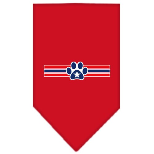 A stylish dog bandana featuring a patriotic star paw design, perfect for festive occasions.