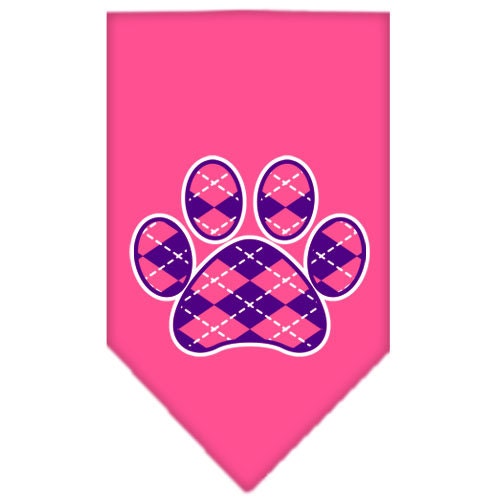 Purple Argyle Paw bandana for dogs, featuring a stylish design and tie-on style for comfort.