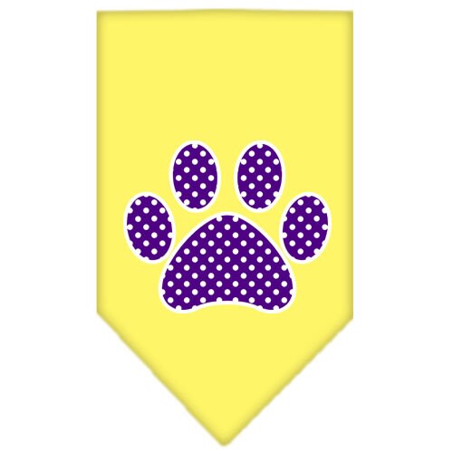 Purple Swiss Dot Paw pet bandana, stylish and comfortable for dogs, available in small and large sizes.