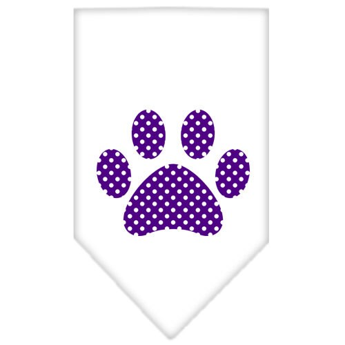 Purple Swiss Dot Paw pet bandana, stylish and comfortable for dogs, available in small and large sizes.