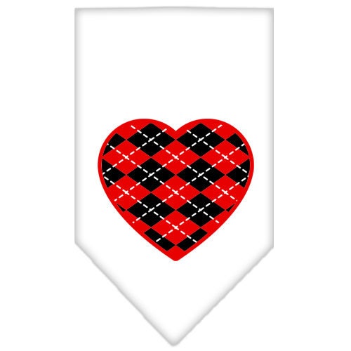 A stylish red argyle heart bandana for dogs, showcasing a vibrant pattern and tie-on design, perfect for pets of all sizes.