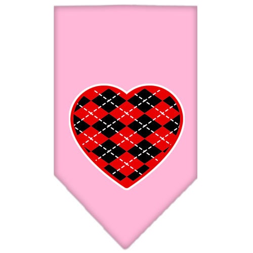 A stylish red argyle heart bandana for dogs, showcasing a vibrant pattern and tie-on design, perfect for pets of all sizes.