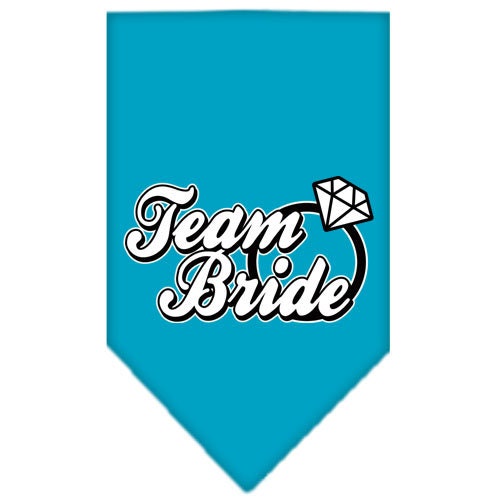 A stylish pet bandana featuring the screen printed text 'Team Bride', designed for dogs to wear during weddings and celebrations.