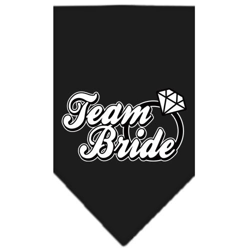 A stylish pet bandana featuring the screen printed text 'Team Bride', designed for dogs to wear during weddings and celebrations.