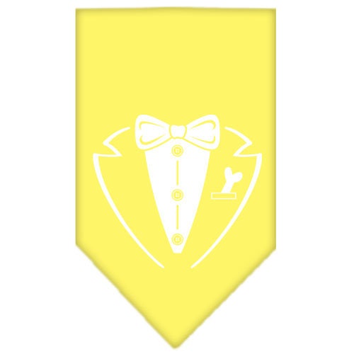 Stylish pet bandana featuring a tuxedo design, perfect for dogs of all sizes.