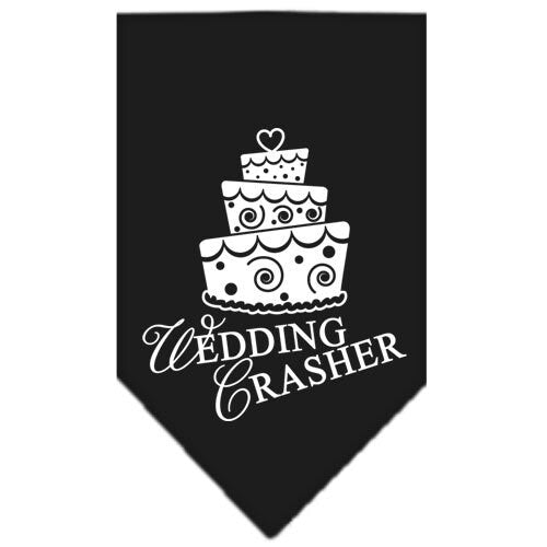 A stylish pet bandana featuring the 'Wedding Crasher' design, perfect for dogs attending weddings or parties.