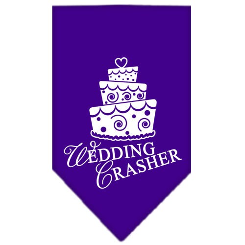 A stylish pet bandana featuring the 'Wedding Crasher' design, perfect for dogs attending weddings or parties.
