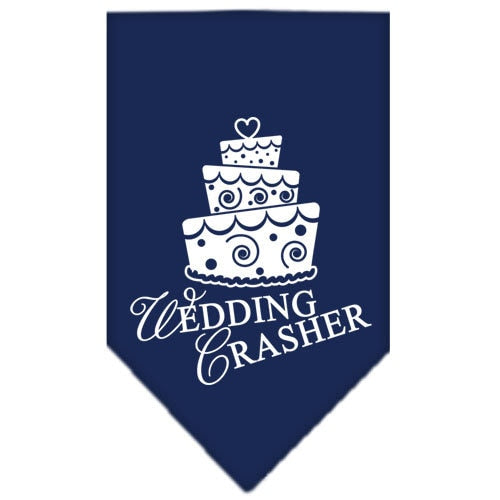 A stylish pet bandana featuring the 'Wedding Crasher' design, perfect for dogs attending weddings or parties.