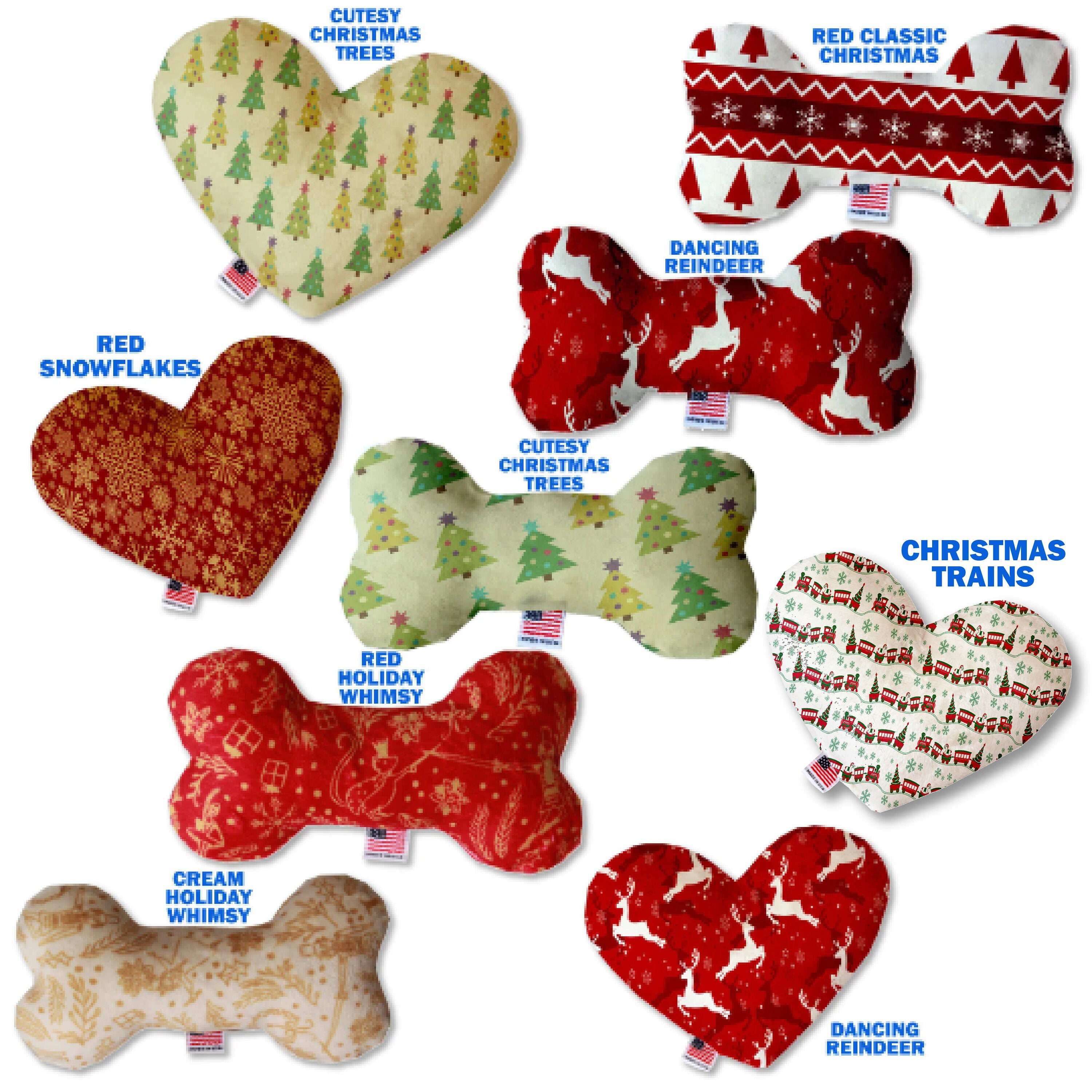 A plush heart and bone toy for dogs, featuring soft fabric and vibrant patterns, perfect for playtime and cuddling.