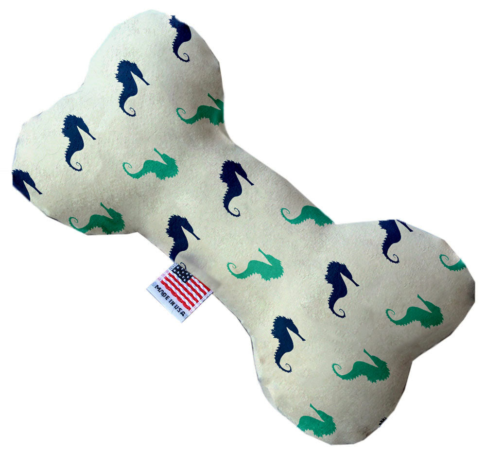 A plush heart and bone toy for dogs, featuring soft fabric and vibrant nautical patterns, designed for safe play and cuddling.