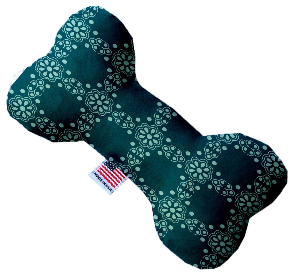 A plush heart and bone toy for dogs, featuring soft fabric and vibrant nautical patterns, designed for safe play and cuddling.
