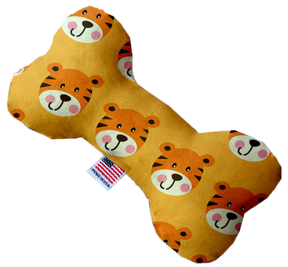 A plush heart and bone toy for dogs, handmade in the USA, featuring soft fabric and squeakers, available in various sizes and patterns.