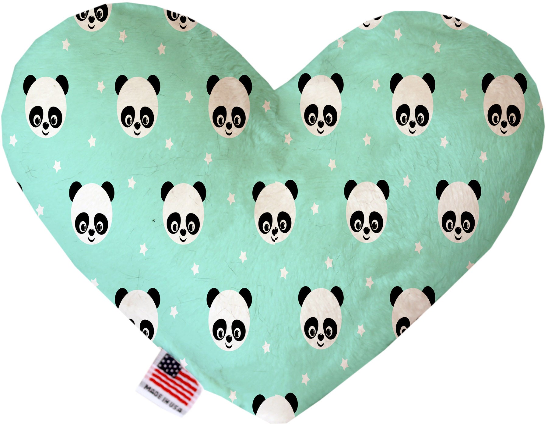 A plush heart and bone toy for dogs, handmade in the USA, featuring soft fabric and squeakers, available in various sizes and patterns.