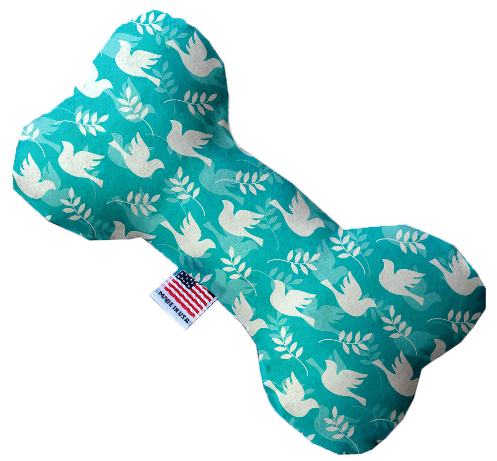 A collection of plush heart and bone toys for pets, featuring various patterns and sizes, designed for dogs to play and cuddle with.