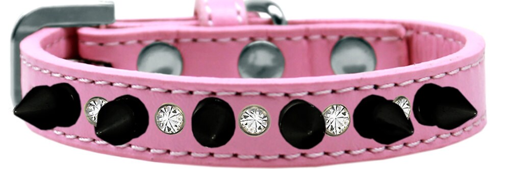 Pet and Dog Spike Collar featuring clear crystals and black spikes, showcasing a stylish and edgy design.