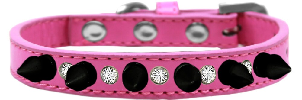 Pet and Dog Spike Collar featuring clear crystals and black spikes, showcasing a stylish and edgy design.
