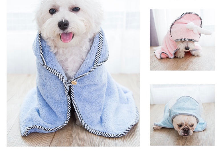 A soft and cute pet bathrobe designed for cats, featuring a cozy felt surface and stylish design.