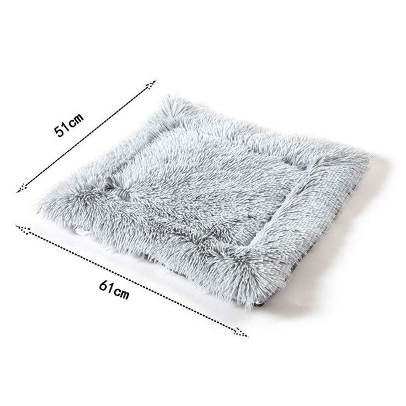 Soft long plush cat bed in white and gray, perfect for winter warmth for cats and small dogs.