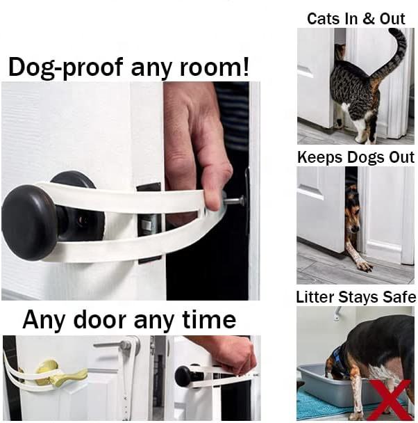 Pet Cat Door Holder Latch made of durable plastic, designed to prevent dogs from entering cat areas, featuring a compact and lightweight design.