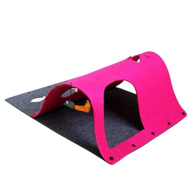 A colorful DIY combination cat tunnel toy made of durable cloth, designed for interactive play and training for cats and rabbits.