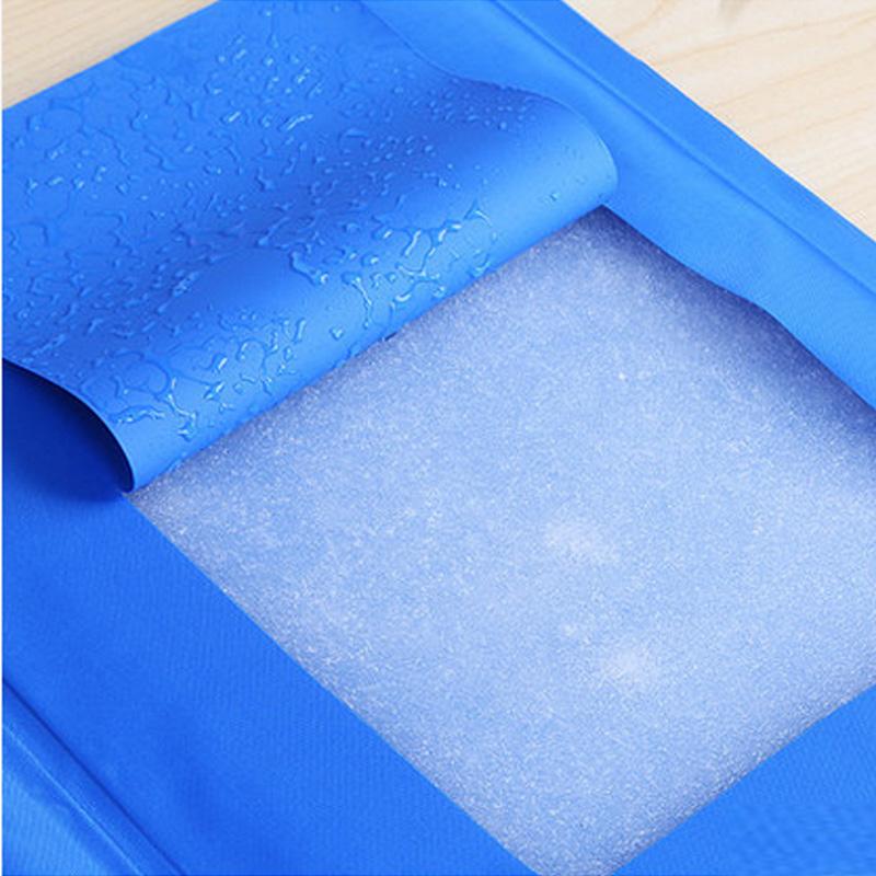 A pet cooling mat designed for dogs and cats, featuring a flexible and durable surface that provides cooling relief during hot weather.