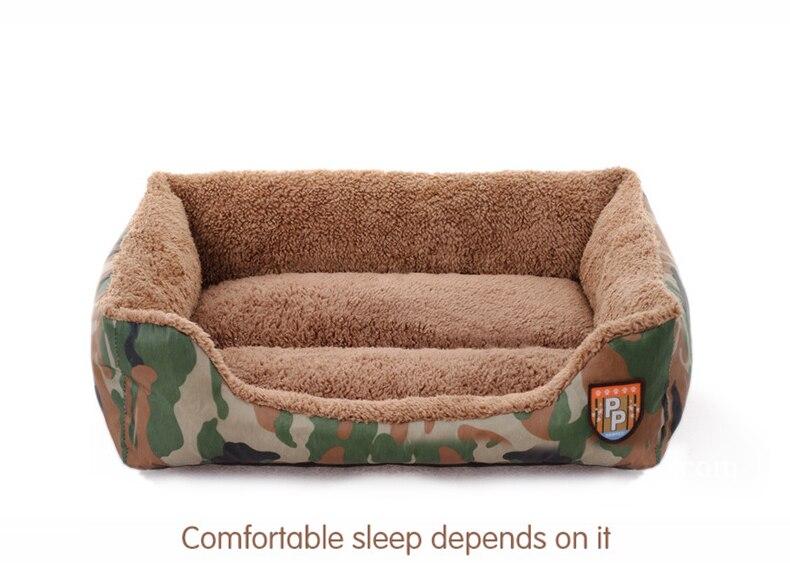Military style camouflage pet dog bed, soft and warm, suitable for small to large dogs and cats.