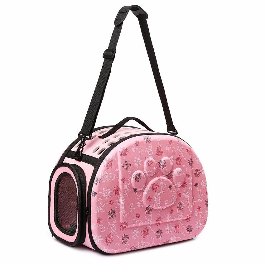 Portable puppy handbag carrier bag in gray, designed for small dogs, featuring a waterproof material and stylish print pattern.