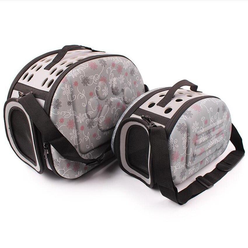 Portable puppy handbag carrier bag in gray, designed for small dogs, featuring a waterproof material and stylish print pattern.