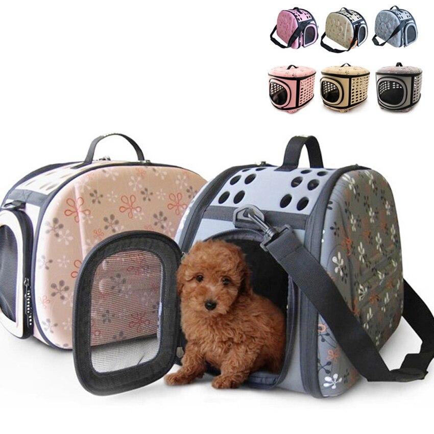 Portable puppy handbag carrier bag in gray, designed for small dogs, featuring a waterproof material and stylish print pattern.