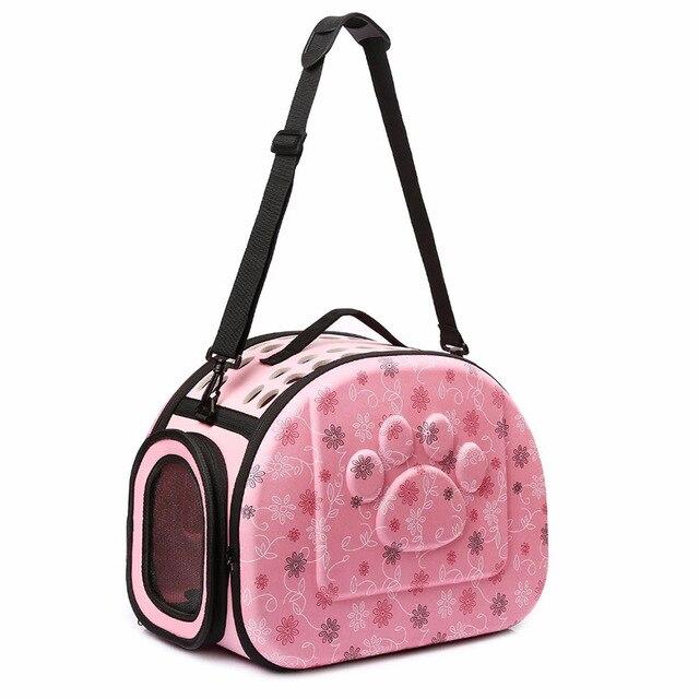 Portable puppy handbag carrier bag in gray, designed for small dogs, featuring a waterproof material and stylish print pattern.