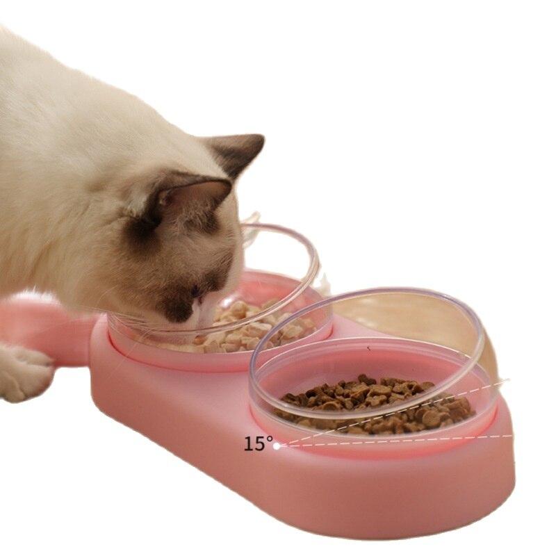 Pet Dog Cat Automatic Feeder Bowl with water bottle, designed for slow feeding and hydration, suitable for dogs and cats.