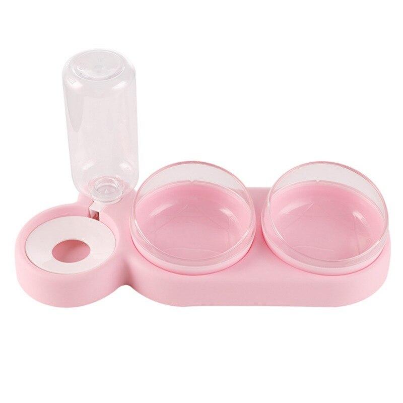 Pet Dog Cat Automatic Feeder Bowl with water bottle, designed for slow feeding and hydration, suitable for dogs and cats.