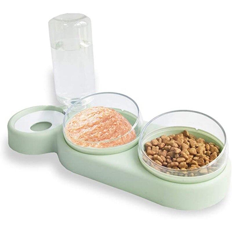 Pet Dog Cat Automatic Feeder Bowl with water bottle, designed for slow feeding and hydration, suitable for dogs and cats.