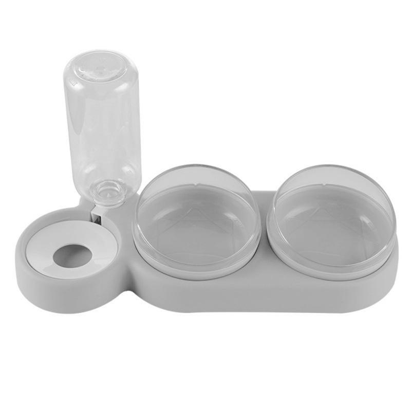 Pet Dog Cat Automatic Feeder Bowl with water bottle, designed for slow feeding and hydration, suitable for dogs and cats.