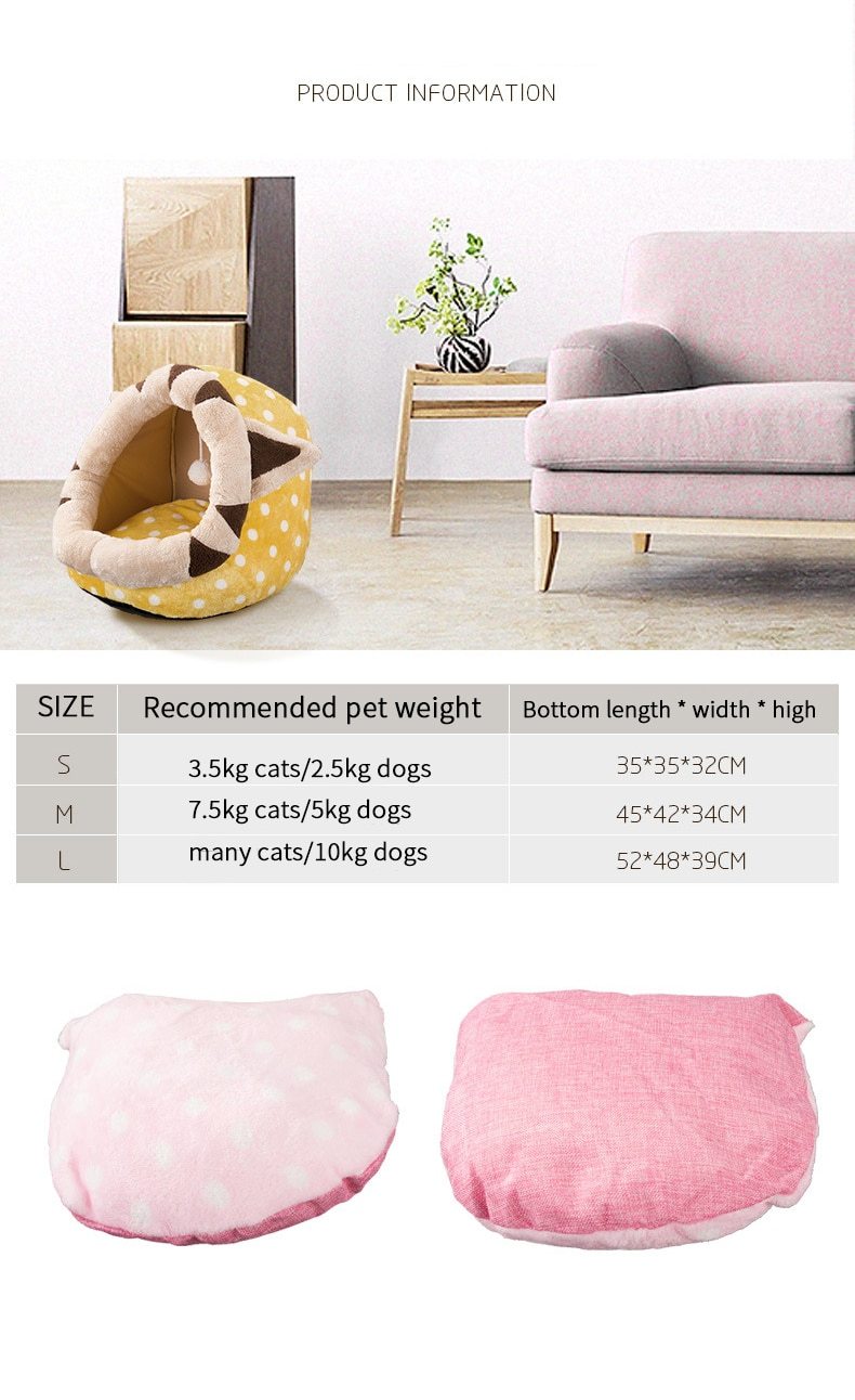 Cute unicorn-shaped pet bed for dogs and cats, featuring a soft cotton exterior and a cozy interior, perfect for winter warmth.