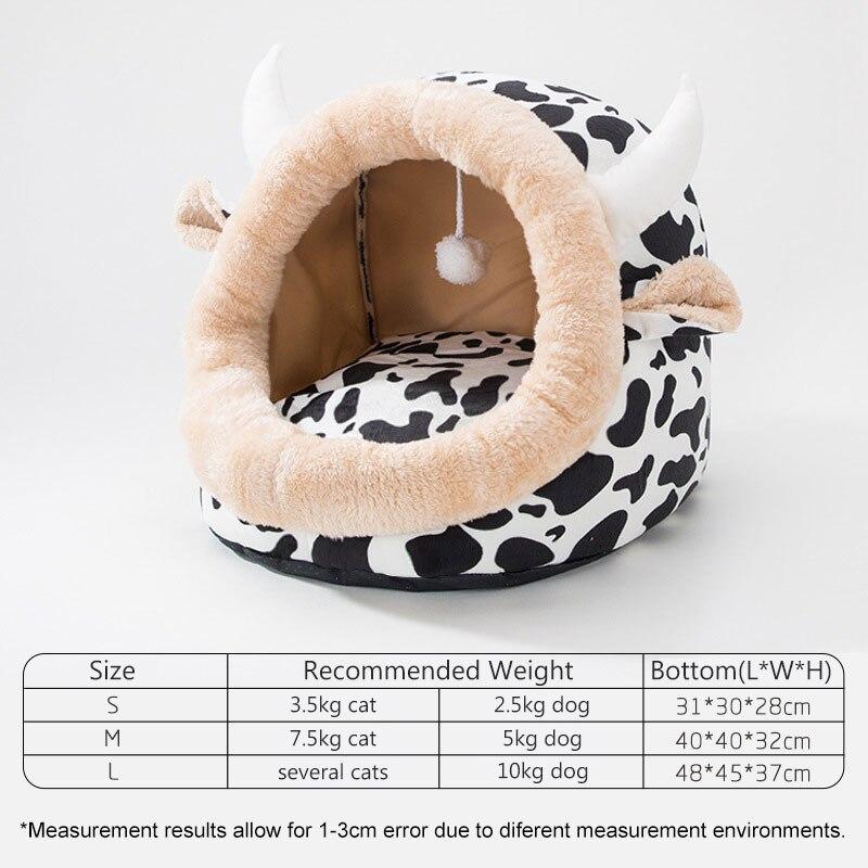 Cute unicorn-shaped pet bed for dogs and cats, featuring a soft cotton exterior and a cozy interior, perfect for winter warmth.