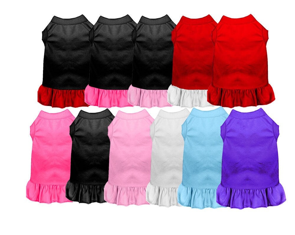 A plain dress for dogs and cats, made from soft cotton and polyester blend, showcasing a comfortable and stylish design.