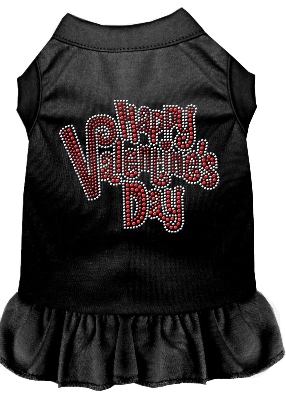 A cute pet dress for dogs and cats featuring rhinestones and a 'Happy Valentines Day' design, perfect for Valentine's celebrations.