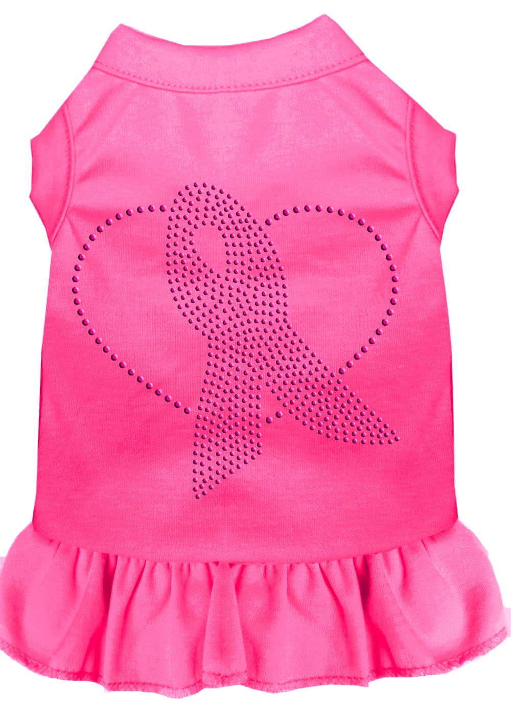A stylish pink ribbon rhinestone dress for dogs and cats, showcasing soft fabric and elegant design.