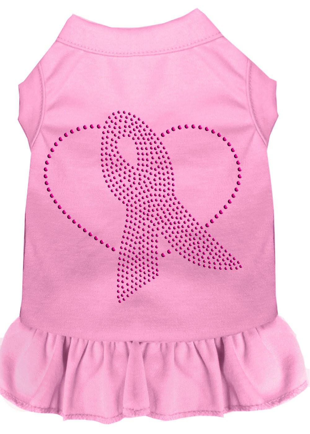 A stylish pink ribbon rhinestone dress for dogs and cats, showcasing soft fabric and elegant design.