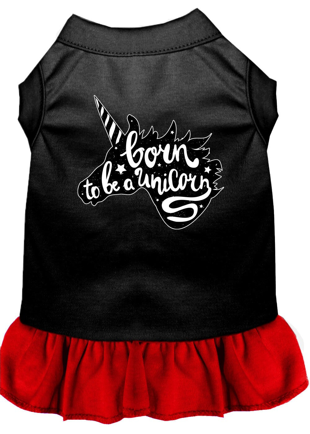 A cute pet dress featuring a unicorn print, designed for dogs and cats, showcasing vibrant colors and a comfortable fit.