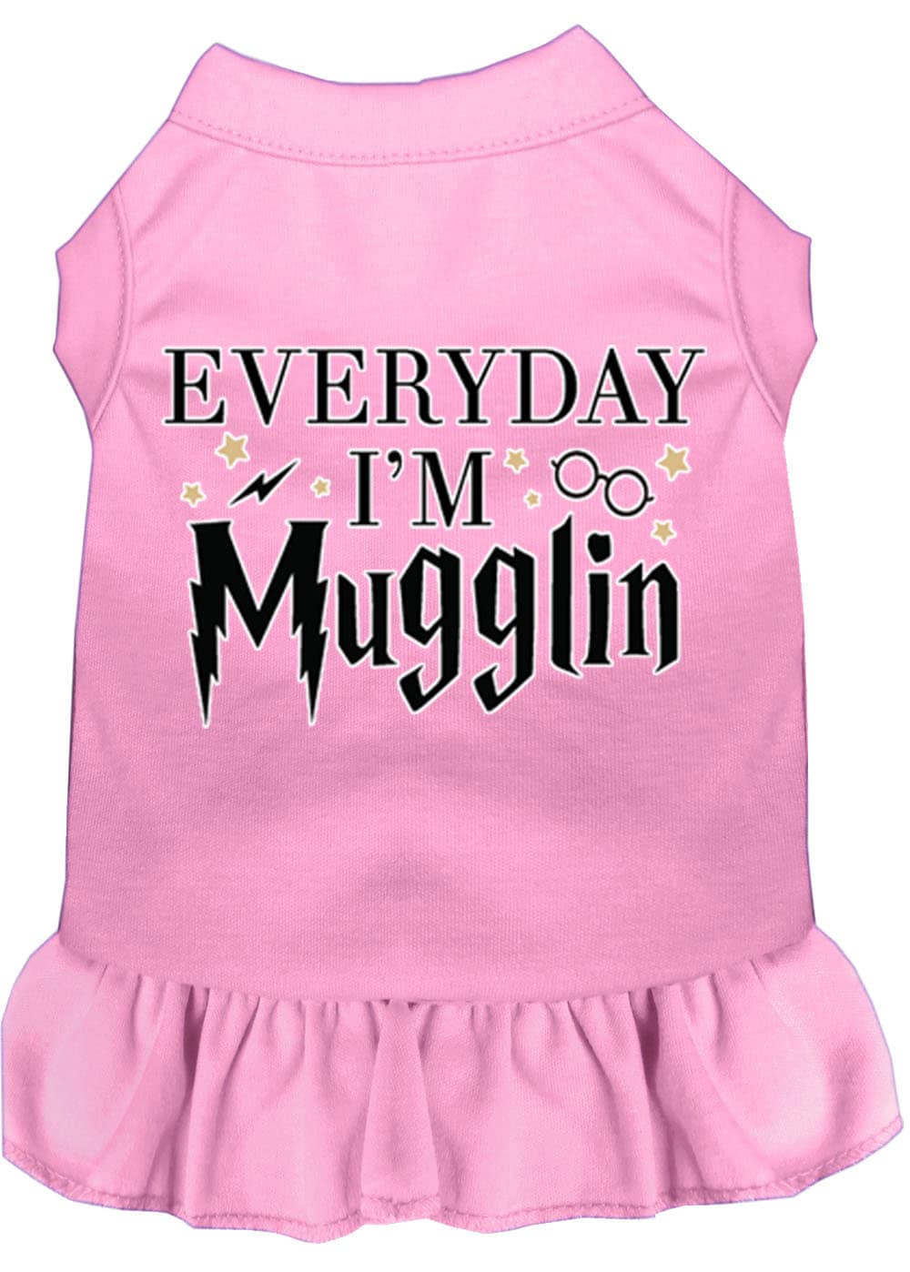 A cute pet dog and cat dress featuring the phrase 'Everyday I'm Mugglin', made from soft cotton and polyester blend, perfect for stylish pets.