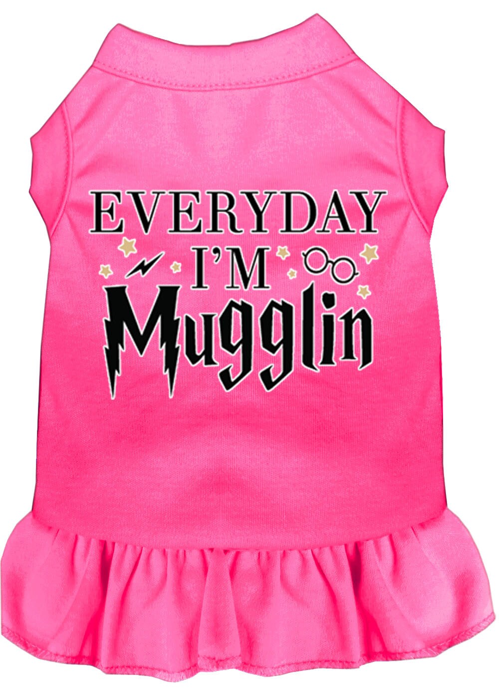 A cute pet dog and cat dress featuring the phrase 'Everyday I'm Mugglin', made from soft cotton and polyester blend, perfect for stylish pets.