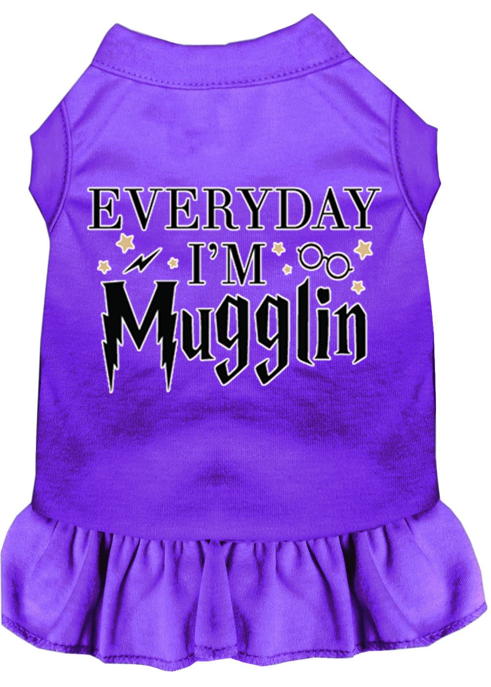 A cute pet dog and cat dress featuring the phrase 'Everyday I'm Mugglin', made from soft cotton and polyester blend, perfect for stylish pets.