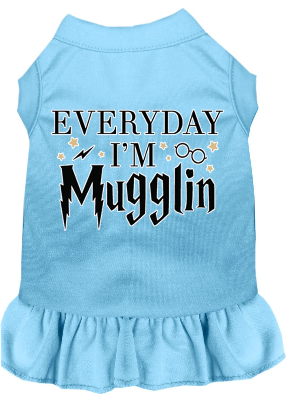 A cute pet dog and cat dress featuring the phrase 'Everyday I'm Mugglin', made from soft cotton and polyester blend, perfect for stylish pets.